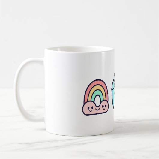 Pastel Rainbow Crystal Goede Vibes Mok (Links)