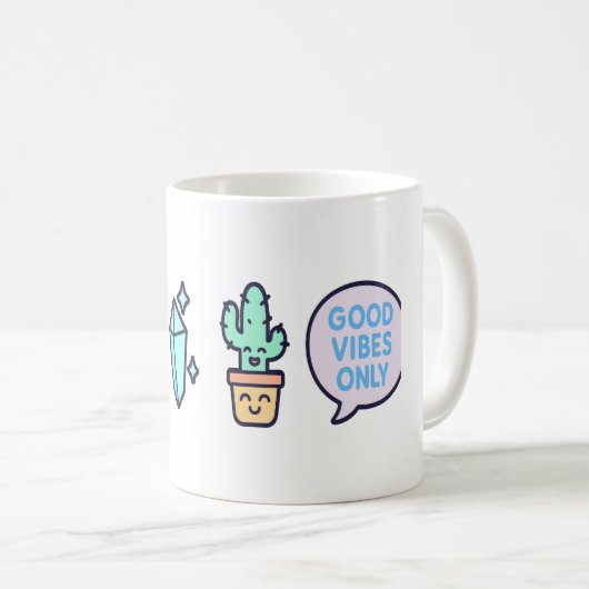 Pastel Rainbow Crystal Good Vibes Mug (Devant droit)