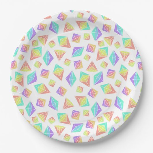 Pastel Rainbow Crystals Patroon Papieren Bordje (Voorkant)