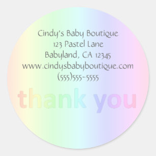 Pastel Rainbow Custom Business Dank u Ronde Sticker