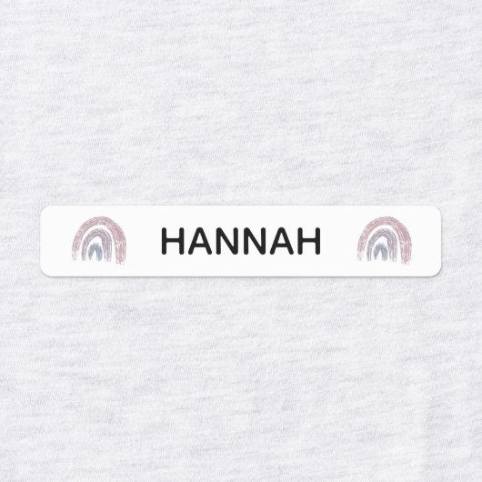 Pastel Rainbow Custom Name School Kinder Kleding Labels (Design 2)