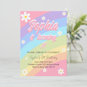 Pastel Rainbow Daisy Flower Verjaardag Kaart