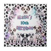 Pastel Rainbow Dalmatische Puppy Verjaardag Tegel Tegeltje (Voorkant)