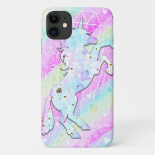 Pastel Rainbow Diamonds & Stars Magical Unicorn iPhone 11 Hoesje