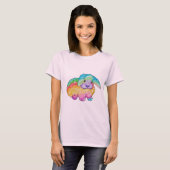 Pastel Rainbow Doodle Bunny Rabbit T-shirt (Devant entier)