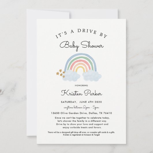 Pastel Rainbow Drive Par Baby shower Invitation Bo (Devant)