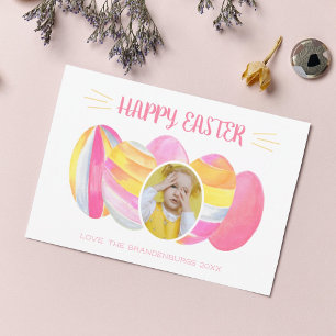 Pastel Rainbow Easter Egg Foto Waterverf Feestdagenkaart