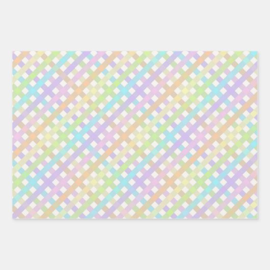 Pastel Rainbow en Gingham Plaid Inpakpapier Vel (Voorkant)
