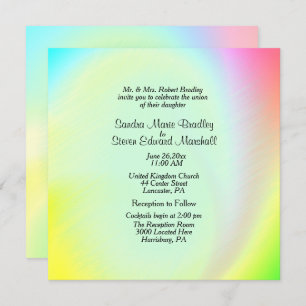 Pastel Rainbow Faire-part de mariage avec réceptio