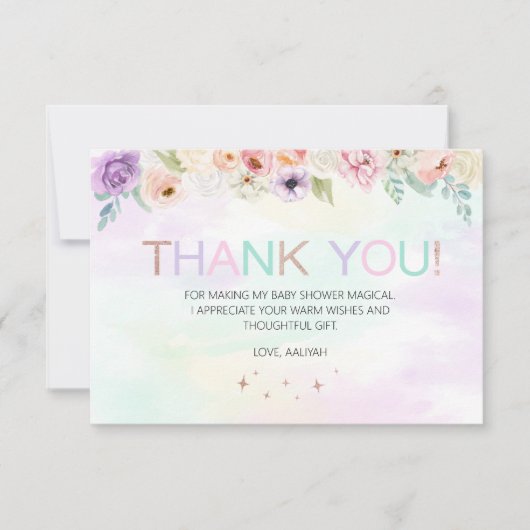 Pastel Rainbow Floral Carte de remerciements (Devant)