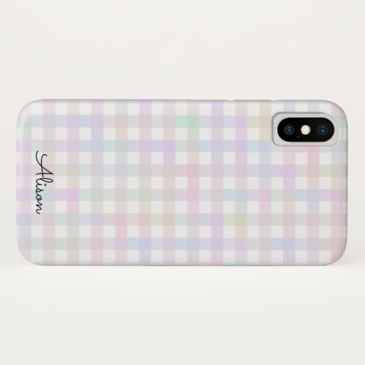 Pastel Rainbow Gingham Gepersonaliseerde telefoonh Case-Mate iPhone Case (Achterkant (horizontaal))