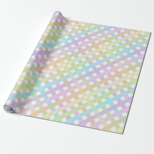 Pastel Rainbow Gingham Plaid Cadeaupapier (Uitgerold)