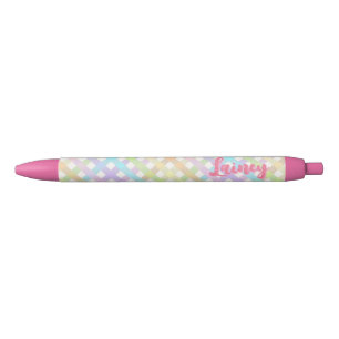 Pastel Rainbow Gingham Plaid Zwarte Inkt Pen
