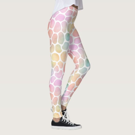 Pastel Rainbow Giraffe Waterverf Whitespace Leggings (Rechts)