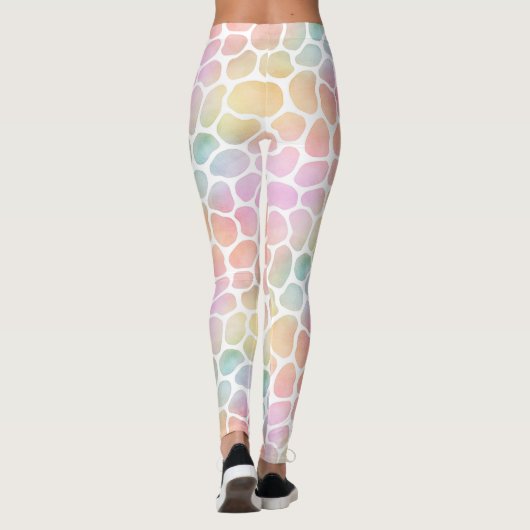 Pastel Rainbow Giraffe Waterverf Whitespace Leggings (Achterkant)