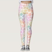 Pastel Rainbow Giraffe Waterverf Whitespace Leggings (Voorkant)