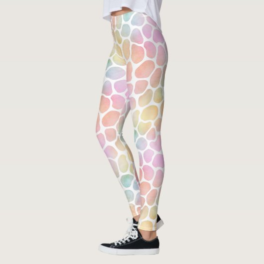 Pastel Rainbow Giraffe Waterverf Whitespace Leggings (Links)