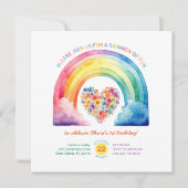 Pastel Rainbow Girl Verjaardag met wolken Kaart (Voorkant)