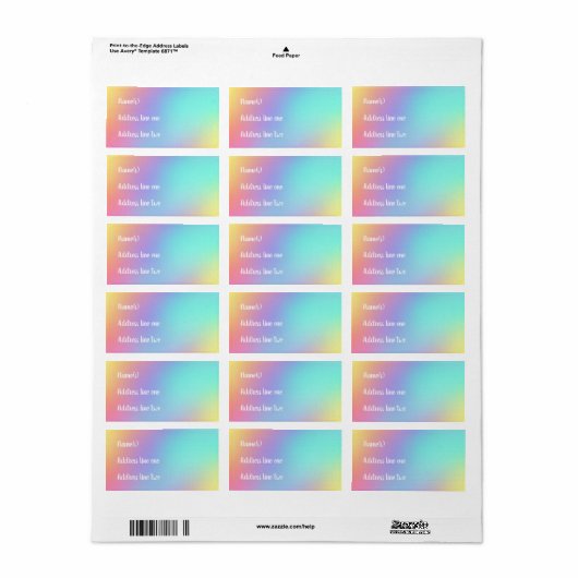Pastel Rainbow Gradient Étiquette (Feuille entière)