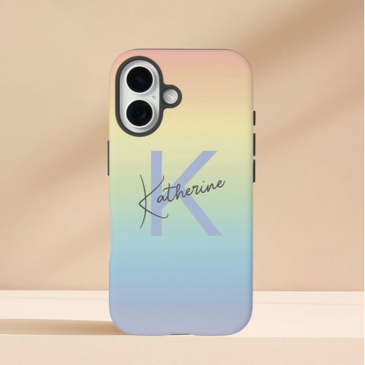 Pastel Rainbow Gradient Monogram Case-Mate iPhone Case