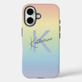 Pastel Rainbow Gradient Monogram Case-Mate iPhone Case (Achterkant)
