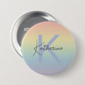 Pastel Rainbow Gradient Monogram Ronde Button 7,6 Cm (Voorkant /achterkant)