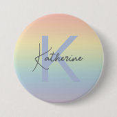 Pastel Rainbow Gradient Monogram Ronde Button 7,6 Cm (Voorkant)