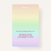 Pastel Rainbow Hall Pass Badge pour enseignants (Dos)