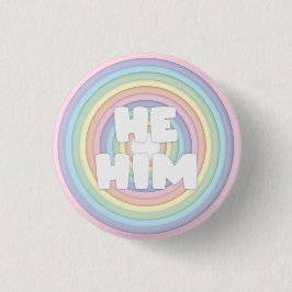 Pastel Rainbow He/Him Pronounouns Ronde Button 3,2 Cm