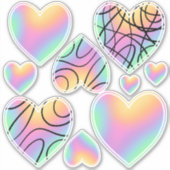 Pastel Rainbow Heart Stickers (Voorkant)