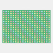 Pastel Rainbow Hearts Pattern Kinder Inpakpapier Vel (Voorkant 3)