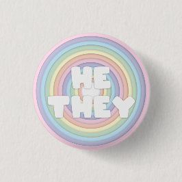 Pastel Rainbow Hij/Zij springen Ronde Button 3,2 Cm