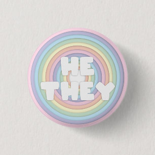 Pastel Rainbow Hij/Zij springen  Ronde Button 3,2 Cm