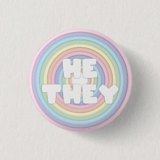 Pastel Rainbow Hij/Zij springen Ronde Button 3,2 Cm