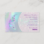 Pastel Rainbow Holographic Butterfly Carte de visi (Dos)