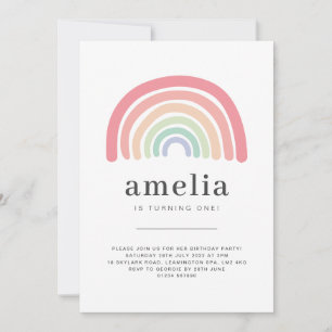 Pastel Rainbow Invitation d'anniversaire