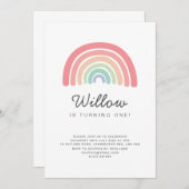 Pastel Rainbow Invitation d'anniversaire (Devant / Derrière)