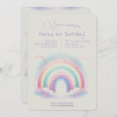 Pastel Rainbow Invitation d'anniversaire - Invitat (Devant / Derrière)