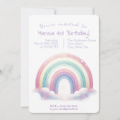 Pastel Rainbow Invitation d'anniversaire - Invitat (Devant)