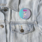 Pastel Rainbow Kawaii Otter Kids Birthday Button (In situ)