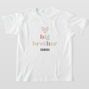 Pastel Rainbow Kleuren Baby shower Big Brother T-shirt
