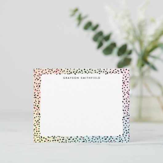 Pastel Rainbow Leopard Personal Stationery Kaart (Staand voorkant)
