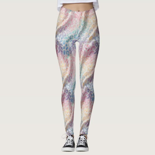 Pastel Rainbow Leopard Print Leggings (Devant)