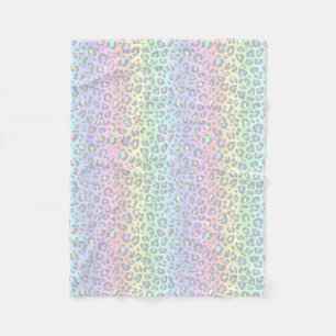 Pastel Rainbow Leopard Print Patroon Fleece Deken