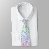 Pastel Rainbow Leopard Print Stropdas (Gebonden)