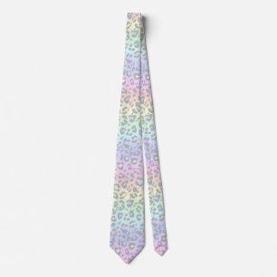 Pastel Rainbow Leopard Print Stropdas