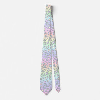 Pastel Rainbow Leopard Print Stropdas