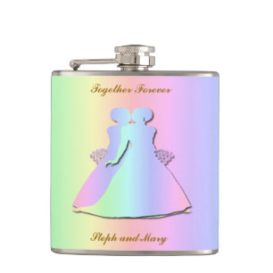 Pastel Rainbow Lesbian Brides Hipflask Heupfles