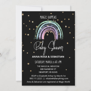 ** Pastel Rainbow Magic Baby shower Kaart