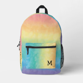 Pastel Rainbow Monogram Cute and Aesthetic Style Bedrukte Rugzak